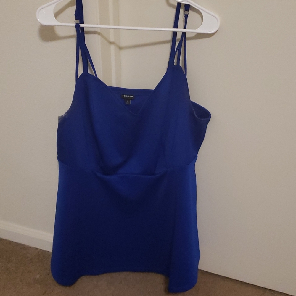 Blue plus spaghetti strap blouse